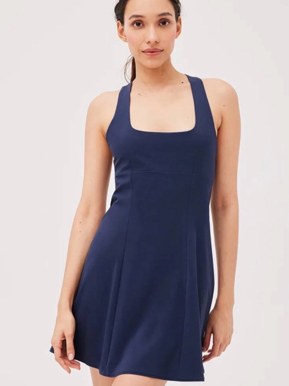 Outdoor Voices Navy Square-Neck A-Line Athletic Dress -Medium